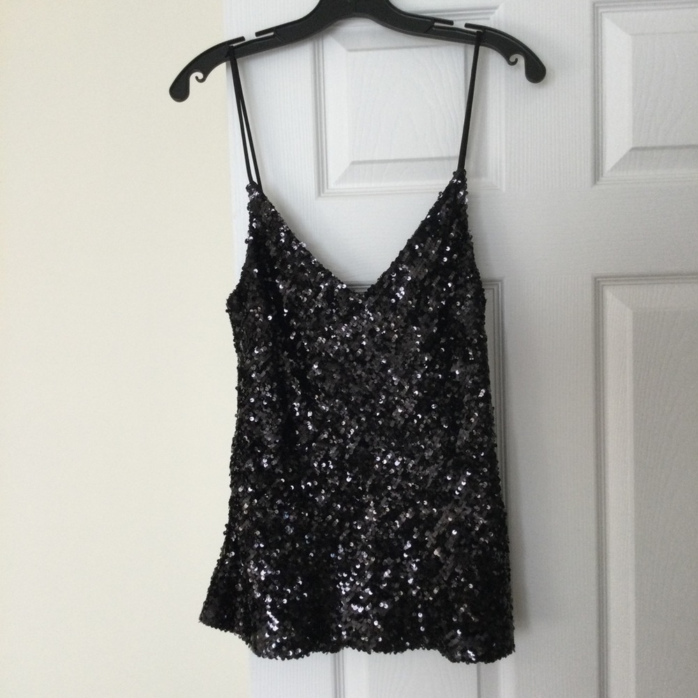 Galvan London Black Sequin Top